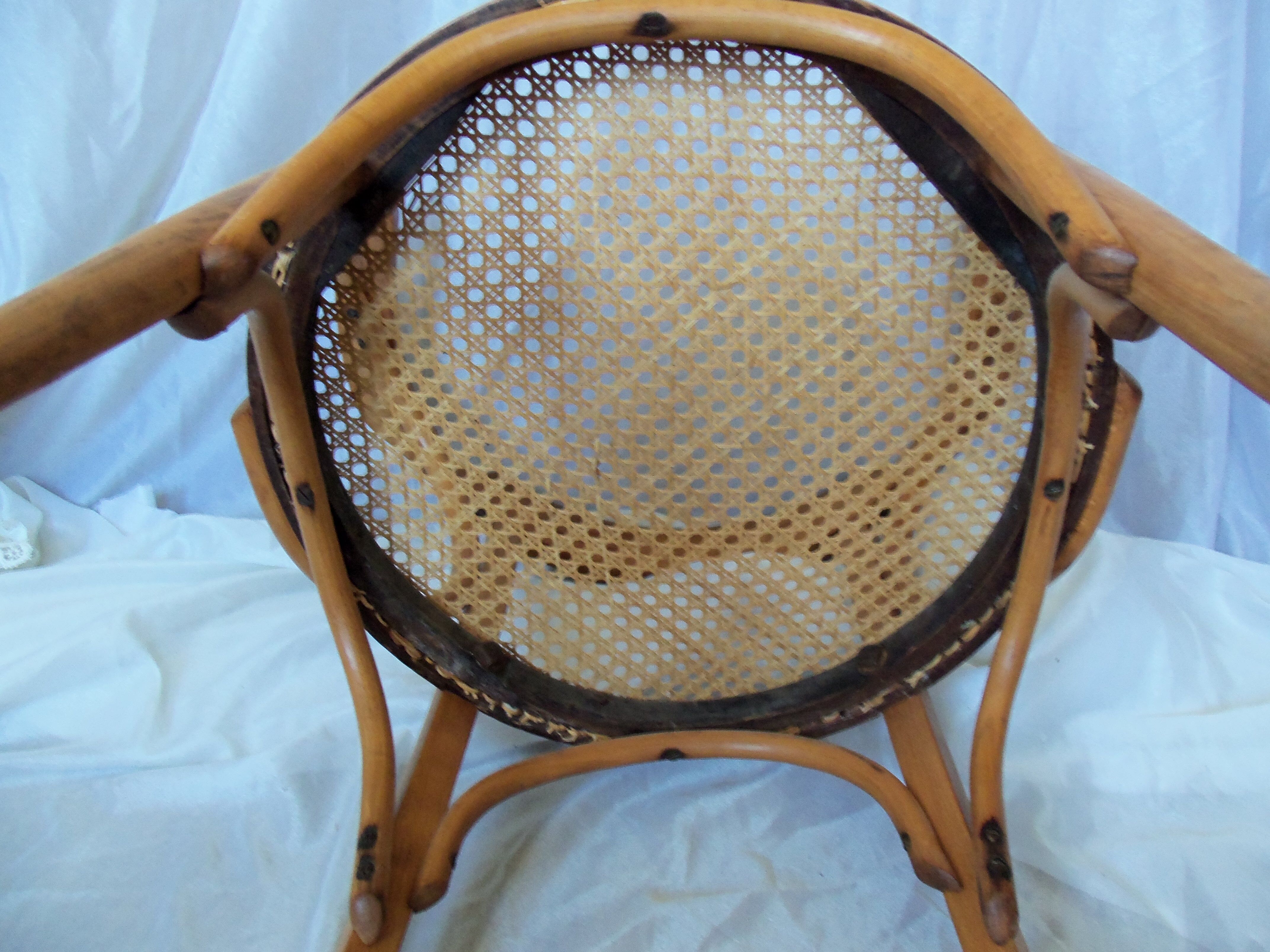 Curved beech cane office chair