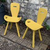 Chaises brutaliste ocre jaune 1960