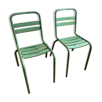 2 Tolix chairs in patinated metal