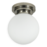 Large opaline glass globe ceiling lamp in Art Deco style.