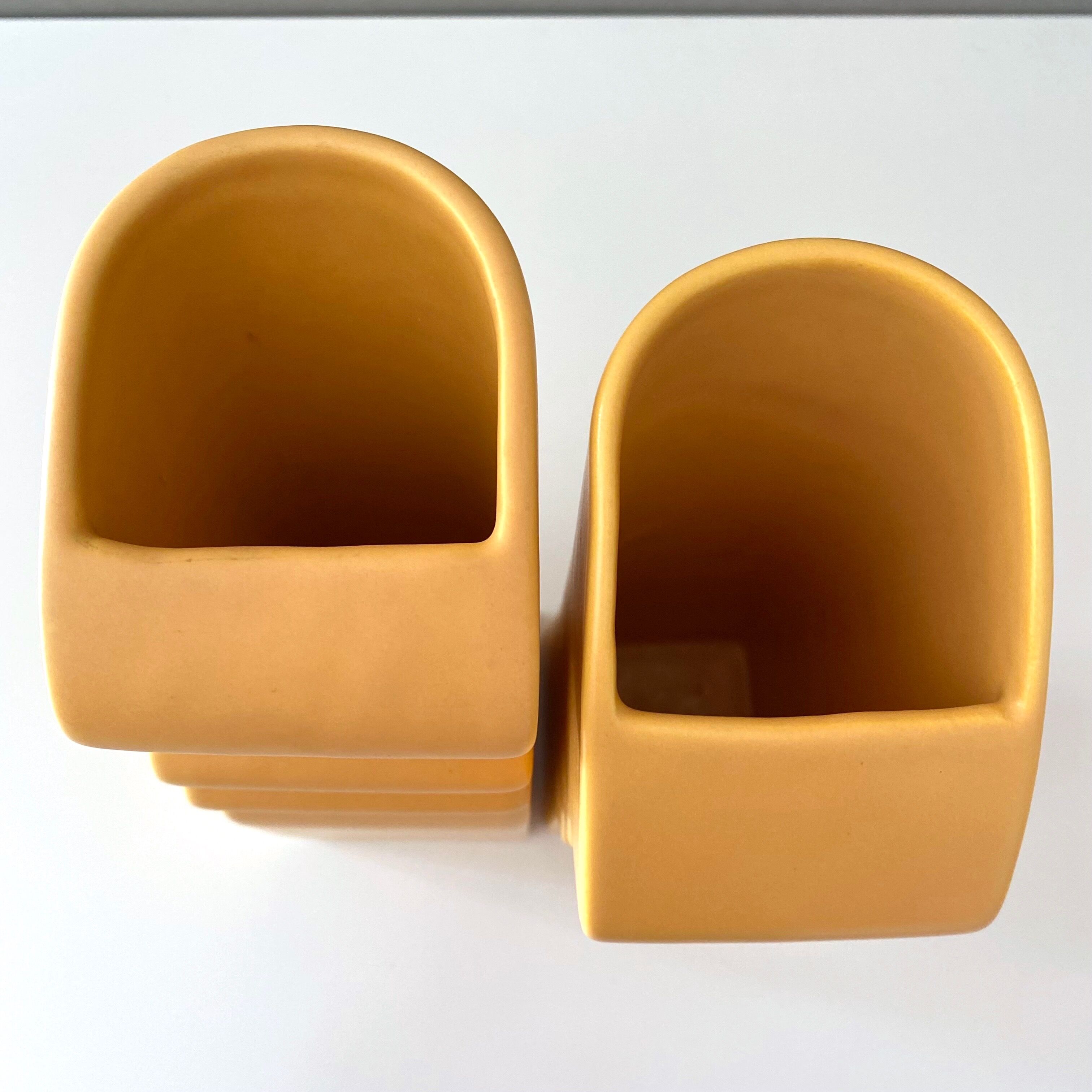 Asa selection vases "Faces" yellow, set of 2 ceramic vases, 90's