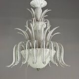 Venetian chandelier in white and gold Murano glass, circa 1980