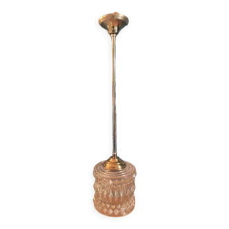 Chandelier entry support gilded metal patinated globe molded glass