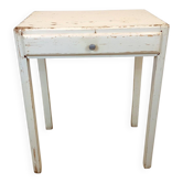 Petite table d'appoint vintage à tiroir – Style Campagne Chic patiné blanc
