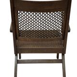 Art Deco oak armchair with webbing 1950s minimalist