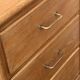 Vintage chest of drawers with compass feet, oak, original patina, 1950s