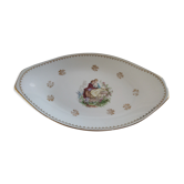 Plat losange en porcelaine de Limoges décor scène galante