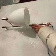 Large Opaline Glass Chrome Sconces Set of 2