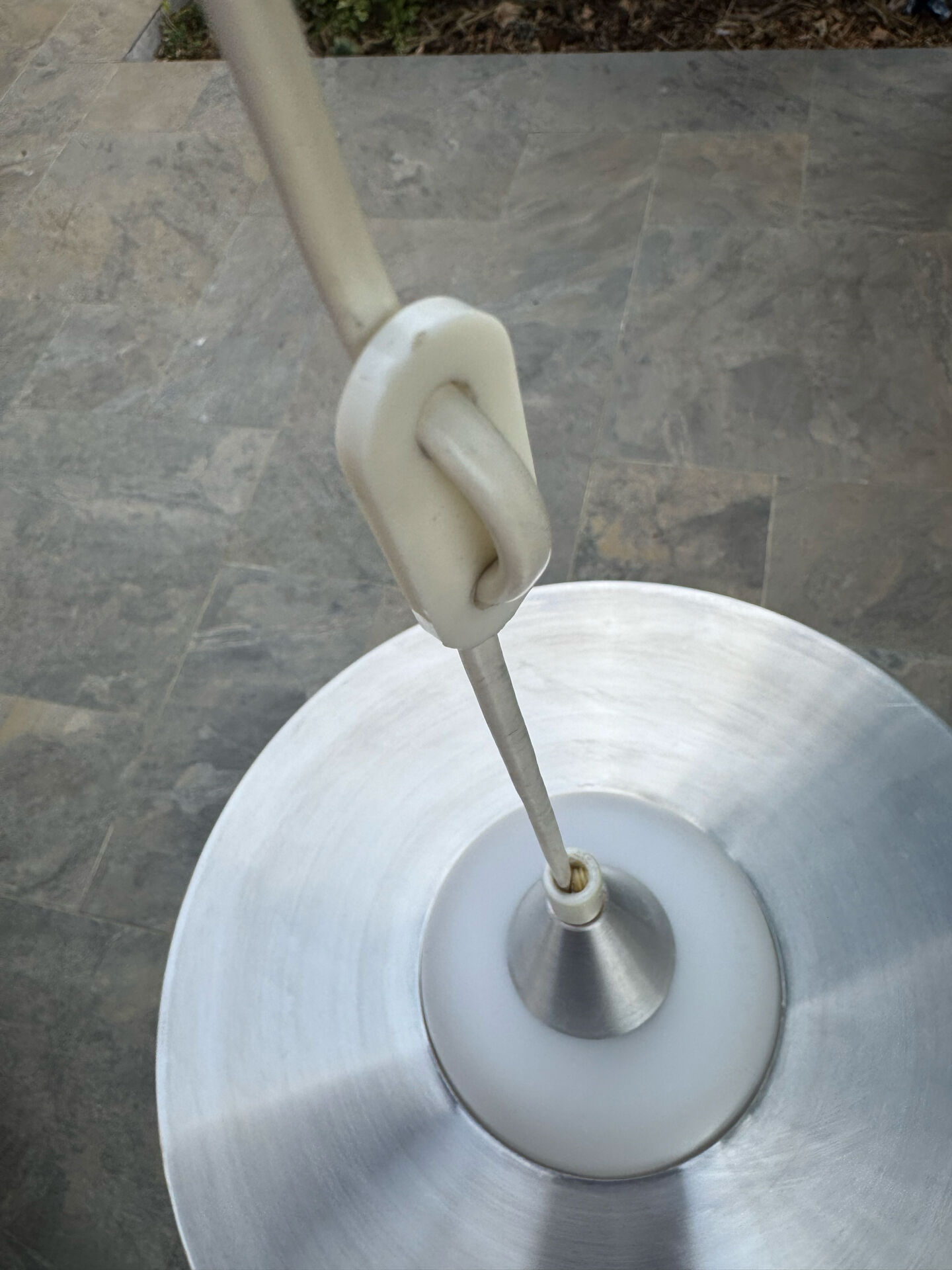 Scandinavian aluminium & opaline suspension - LYFA design by Bent Karlby