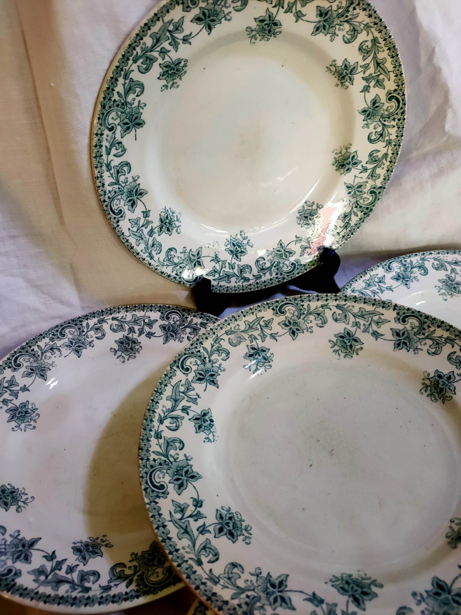 5 flat plates green iron earth earthenware from st amand