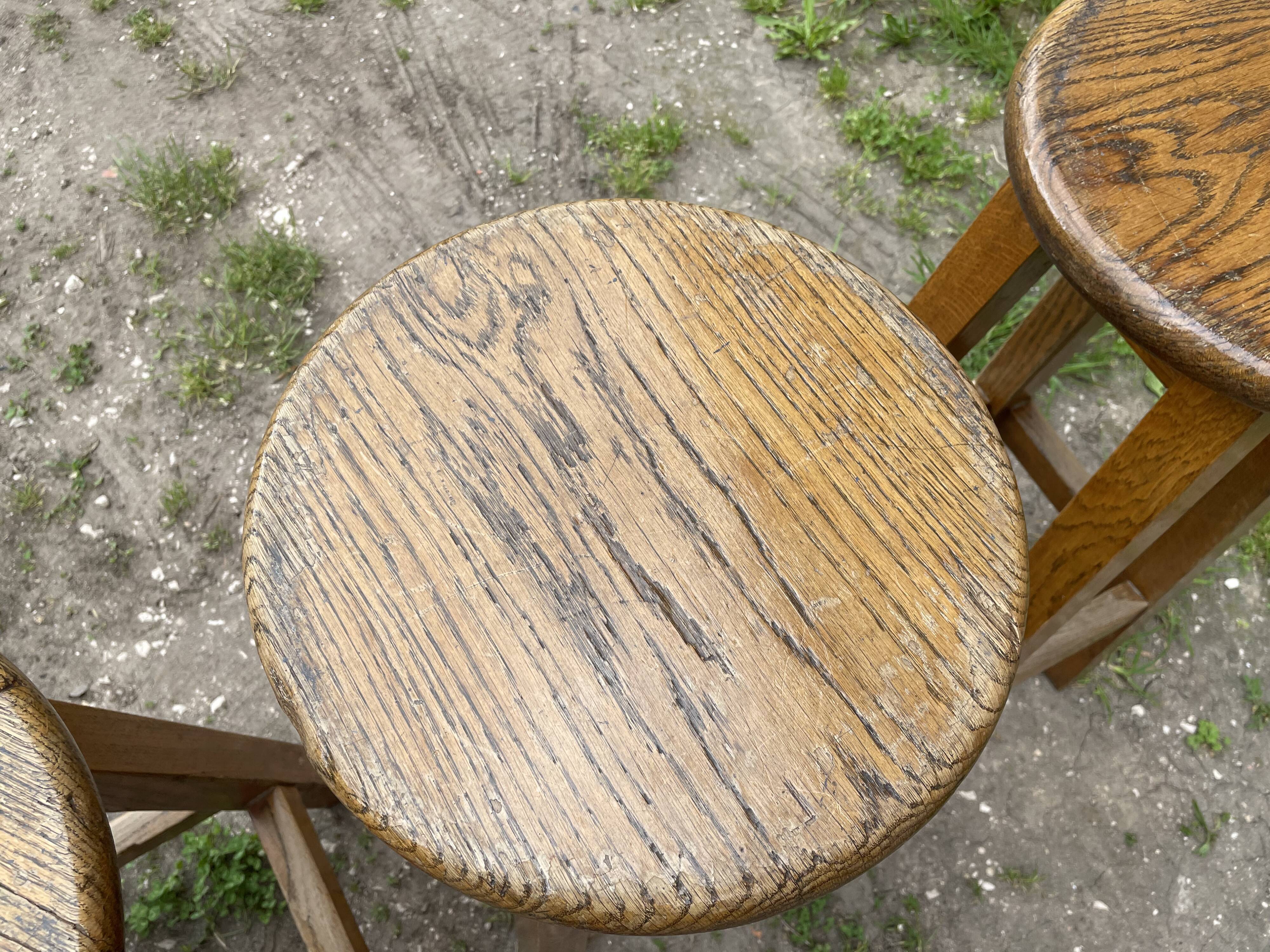 4 high bar stools in solid oak