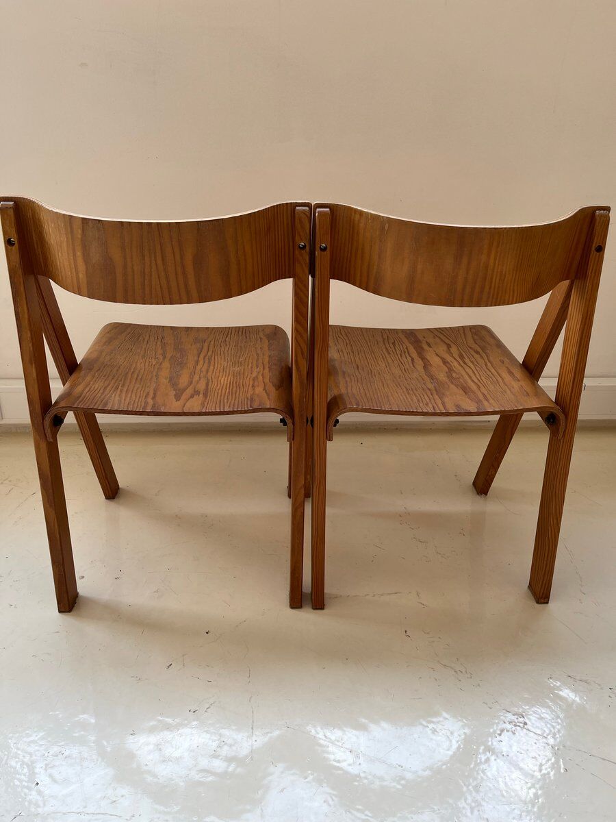 Chaises en bois par Martins Machado, années 1980, ensemble de 2