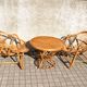 Vintage balcony garden furniture armchairs and table bamboo and rattan 1960