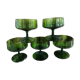 5 antique green champagne coupes