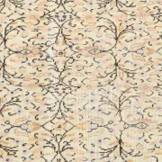 9x13 Vintage Cream Blue Persian Rug, Turkish Handmade Wool Floral Carpet