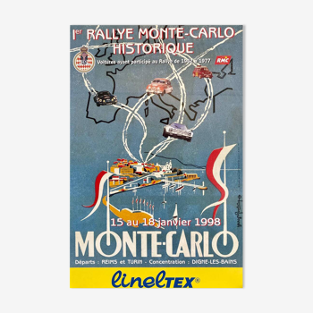 Original poster 1st Monte Carlo Historic Rally 1998 Renevey Georges - Small Format - On linen