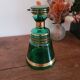 Green and gold glass carafe