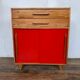 Small infilade vintage chest of drawers 2 sliding doors 2 drawers