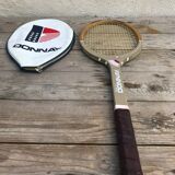 Old lady ace wood and leather vintage tennis racquet