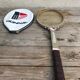 Raquette de tennis ancienne donnay lady ace en bois et cuir