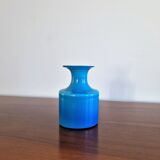 Arrangement of 3 blue glass 'Carnaby' vases by Per Lütken for Holmegaard, Denmark 1960's