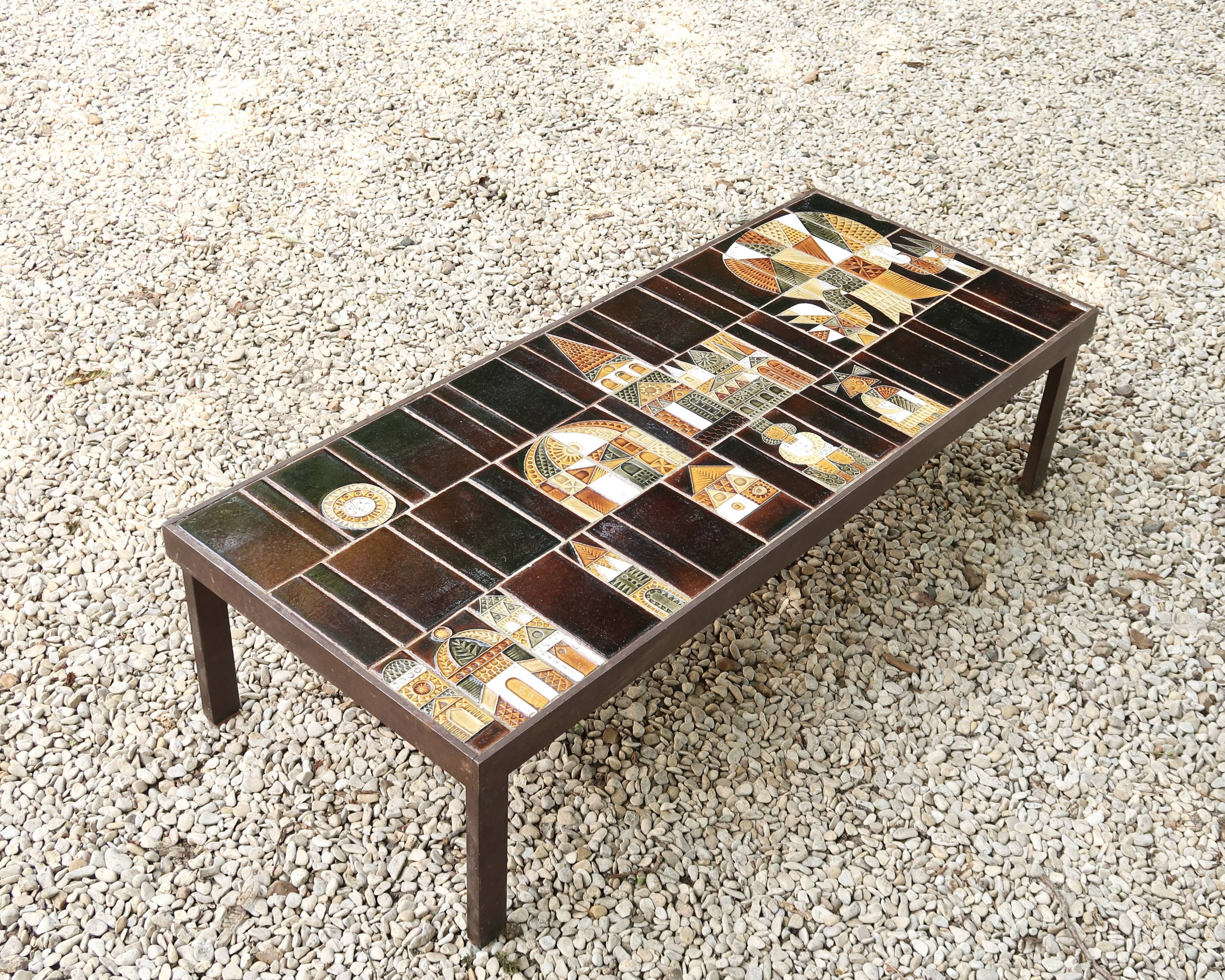 Ceramic coffee table by Roger Capron, Vallauris 1970s