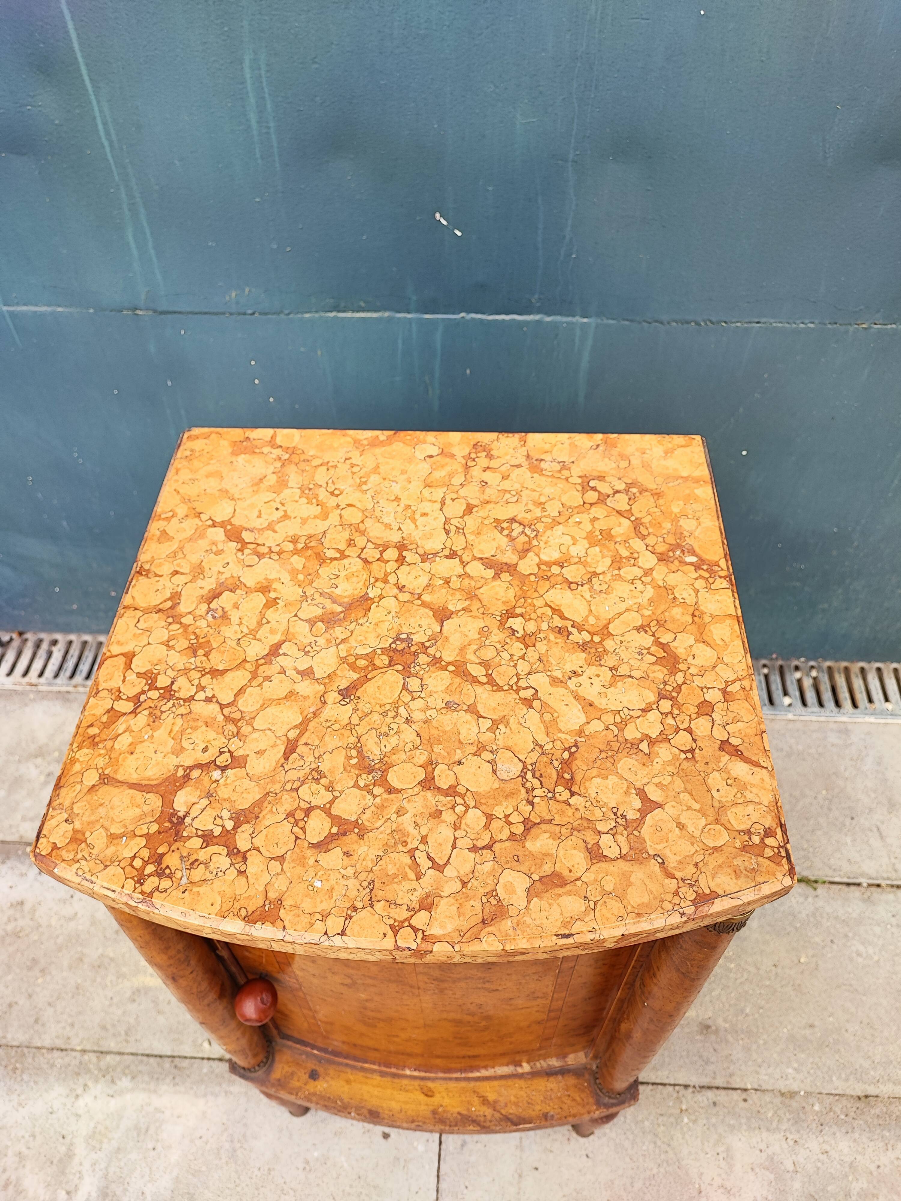 Empire style bedside table marble top