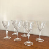 6 vintage Cristal d'Arques "Masquerade" wine glasses
