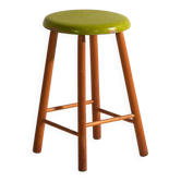 Antique wooden stool with a round seat – Central Europe, around 1950