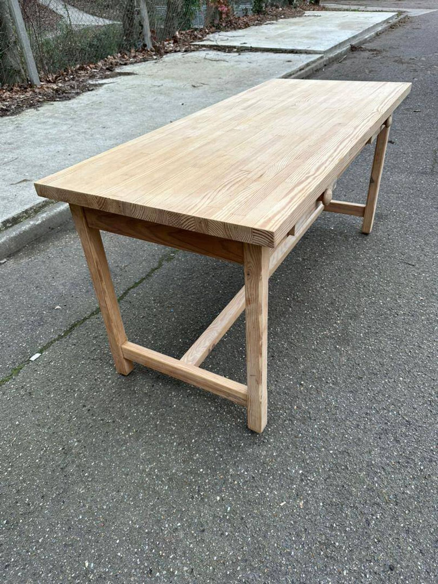 Renovated farmhouse dining table in solid wood 160cm XXth century