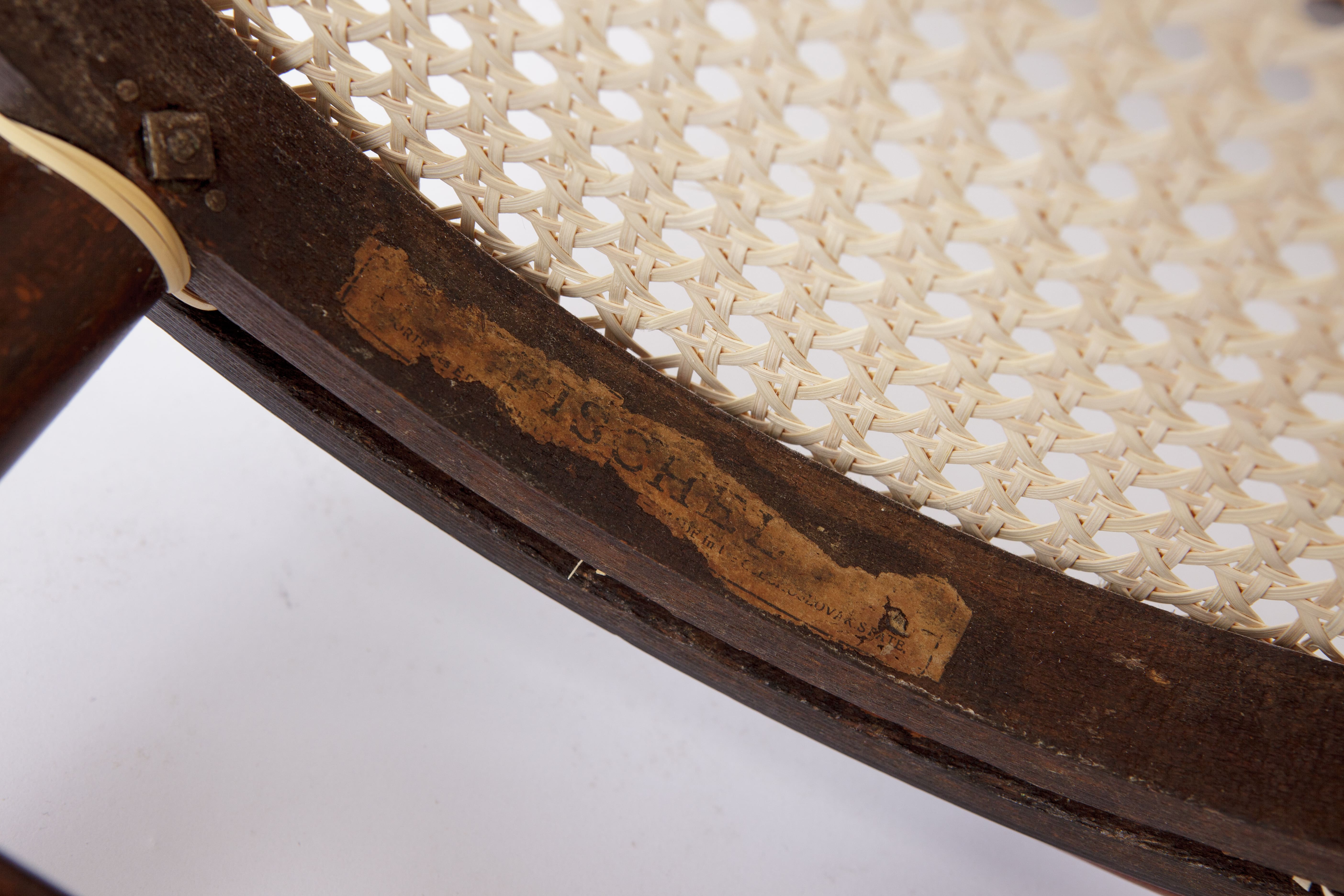 Vintage desk chair bentwood Viennese braid Fischel Austria