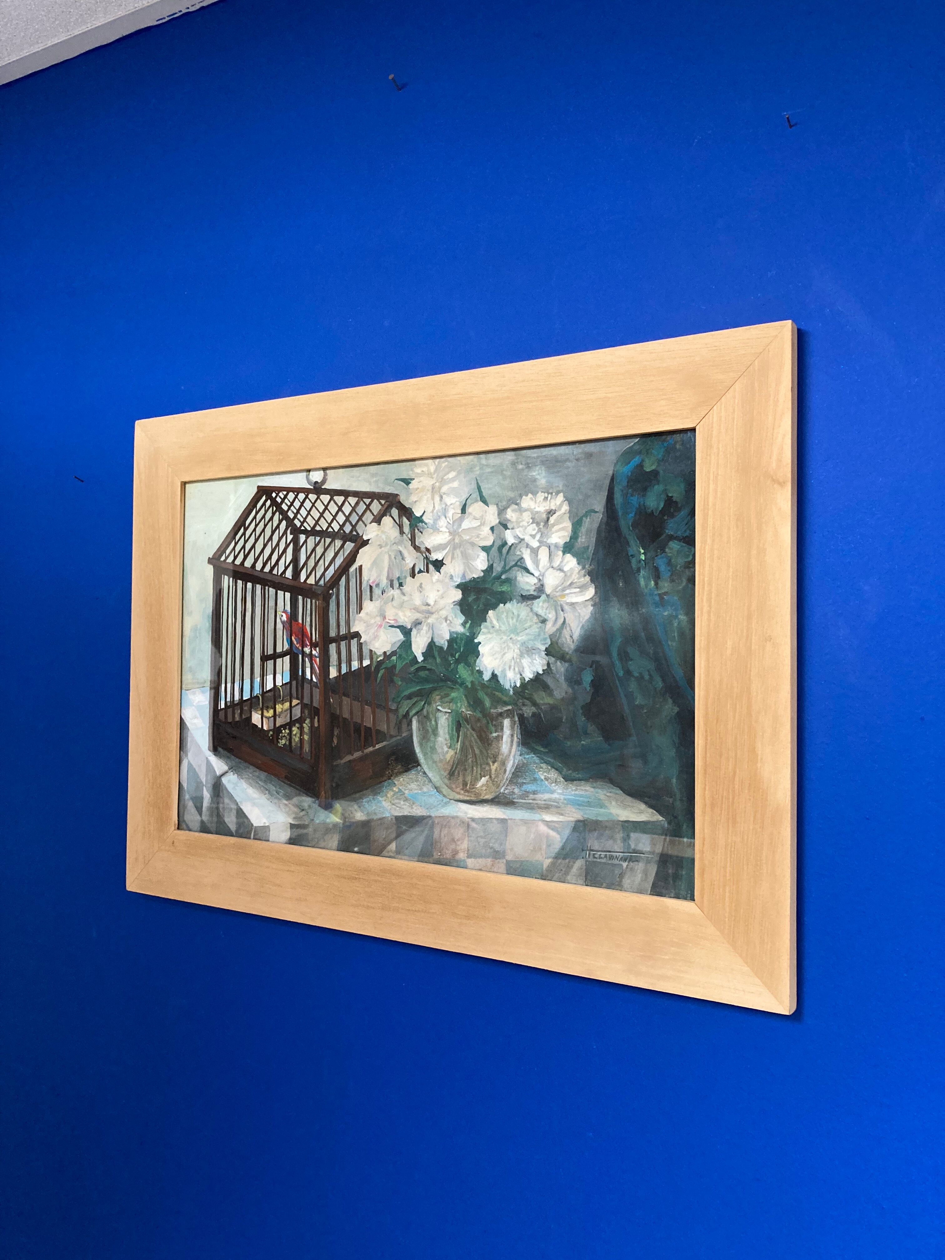 Vintage gouache painting