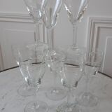 Set of 8 crystal wine glasses engraved 50s