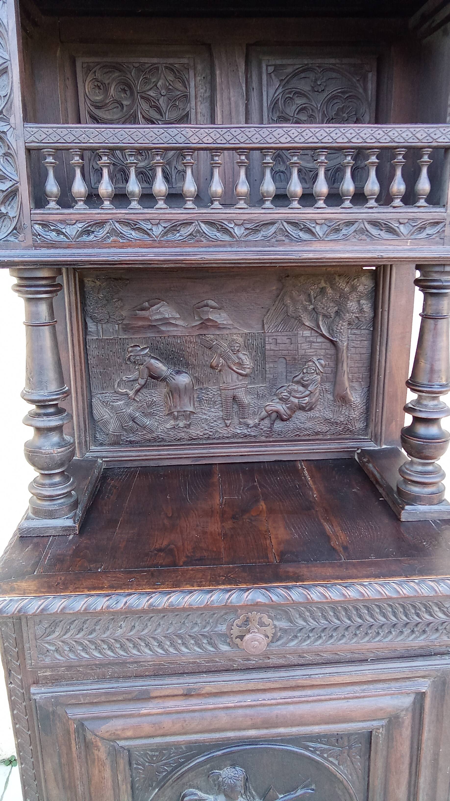 Old carved solid wood dresser