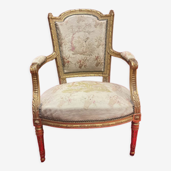 Armchair style Louis XVI gilded wood XIXth