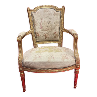 Armchair style Louis XVI gilded wood XIXth