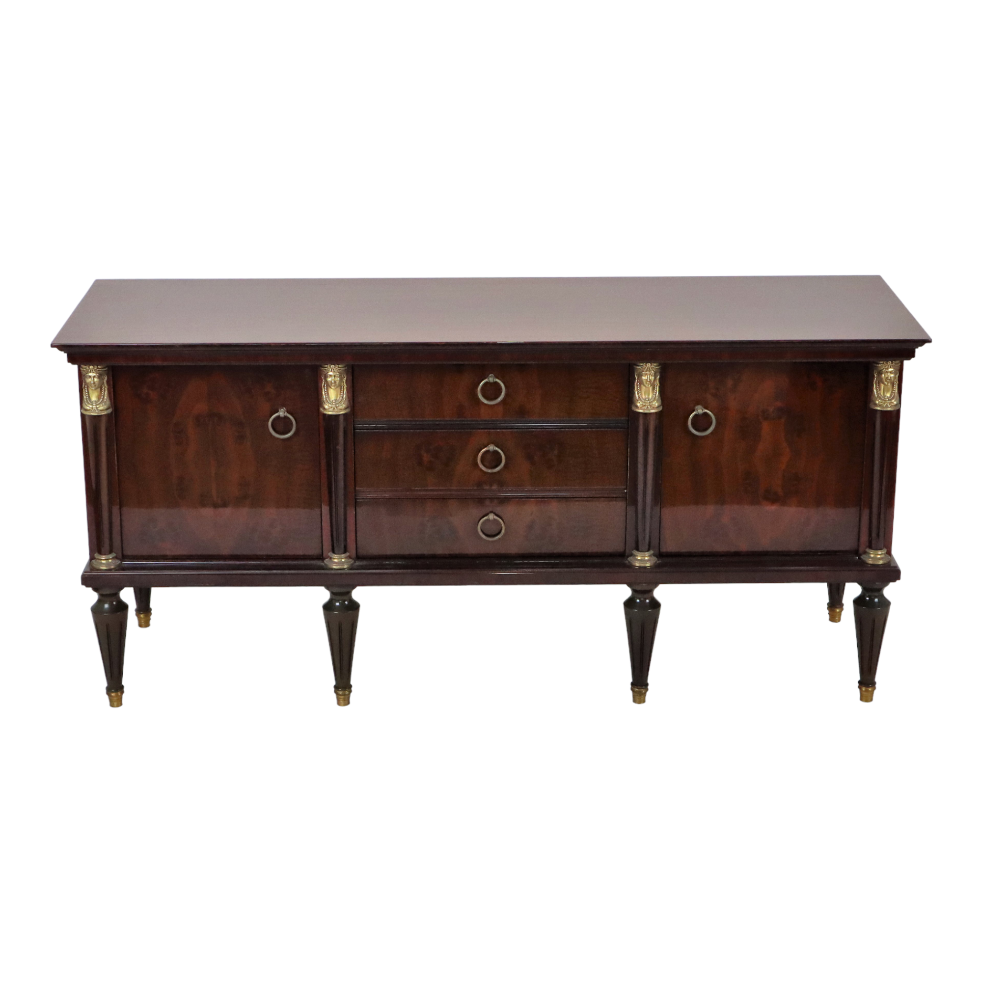 Vintage tv cabinet low cabinet mirrored mahogany veneer hollywood regency 140cm