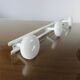 White lacquered metal wall coat rack with 3 hooks, 1970.