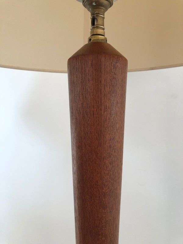 Floor lamp in exotic wood and brass