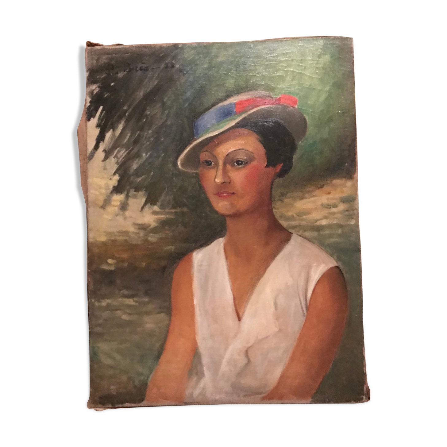 Oil on canvas portrait of a woman 20th century