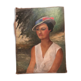 Oil on canvas portrait of a woman 20th century