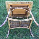 Table serves vintage two-coloured wicker rattan