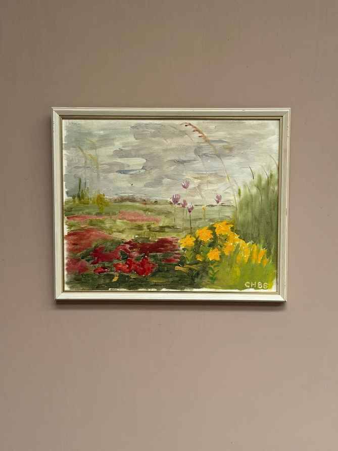 Original Swedish Oil On Panel – “Wild Flowers In Meadow”