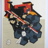 Lithograph by Alain Le Yaouanc, the earth, 1978