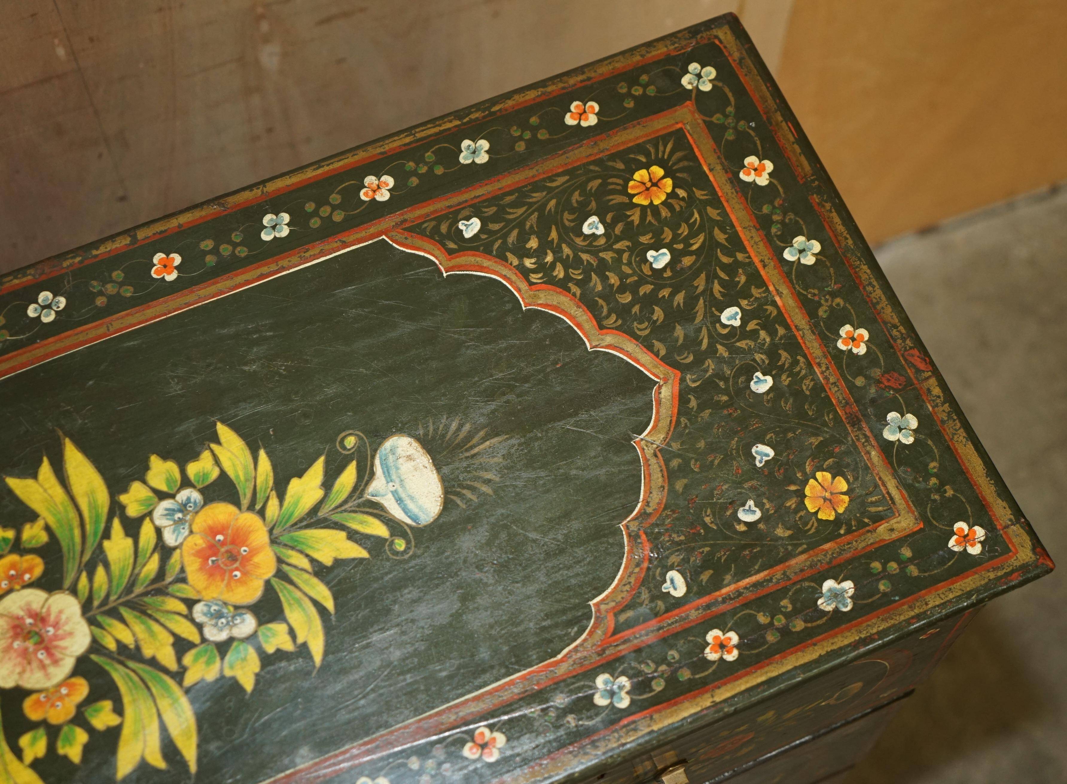 Antique Swedish commode hand-painted, two drawers out of three.