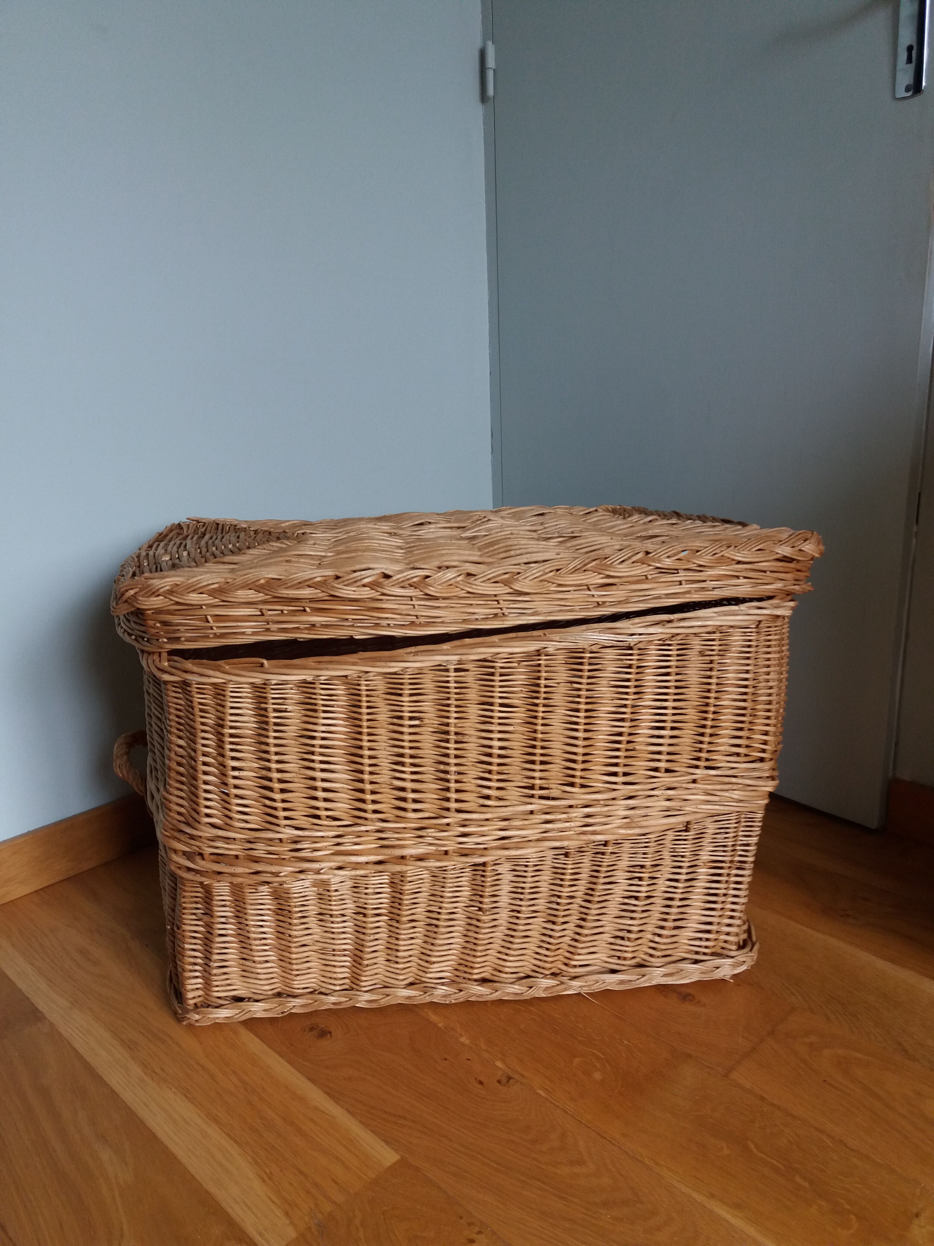 Panier en osier rotin grand coffre à jouets
