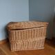Panier en osier rotin grand coffre à jouets