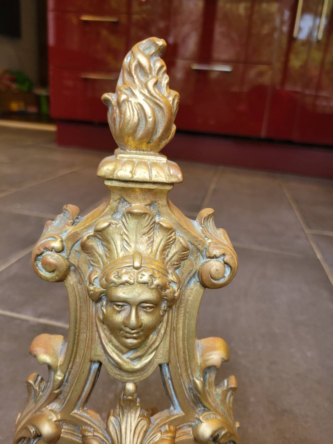 19th century gilded bronze andirons