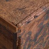 Antique brown trunk with floral patterns (c.1920) #13
