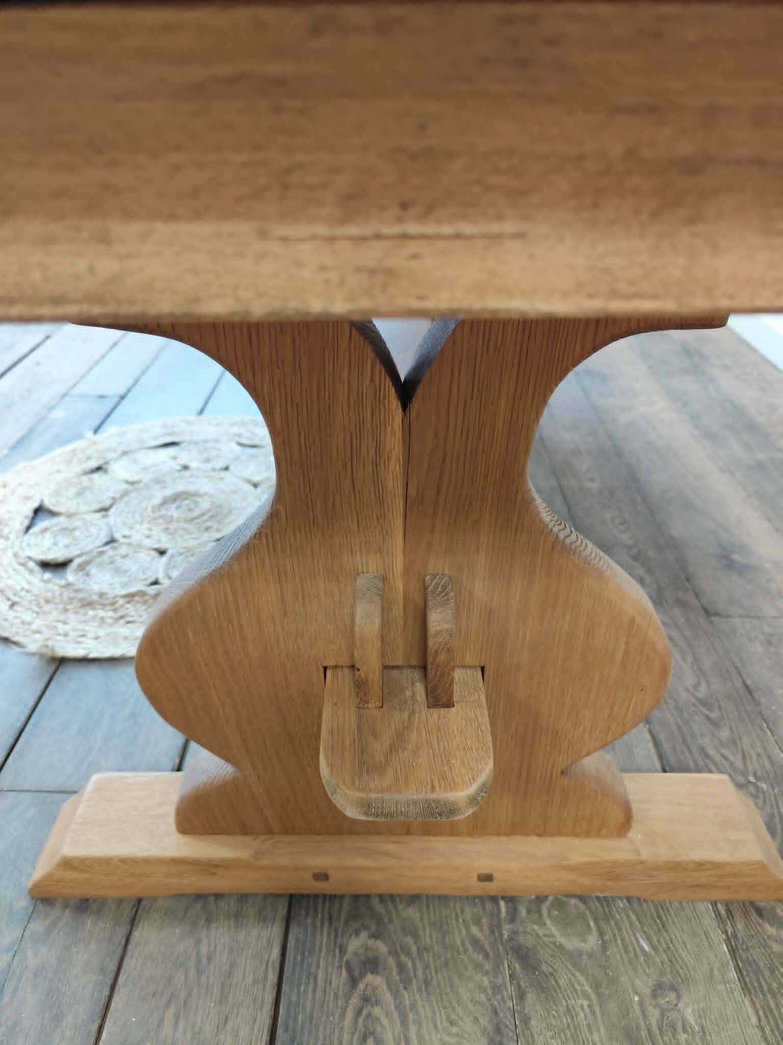 Monastery table with extension solid oak wood